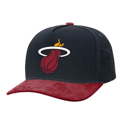  Miami Heat Mitchell & Ness May Flowers Adjustable Hat - Black/Red